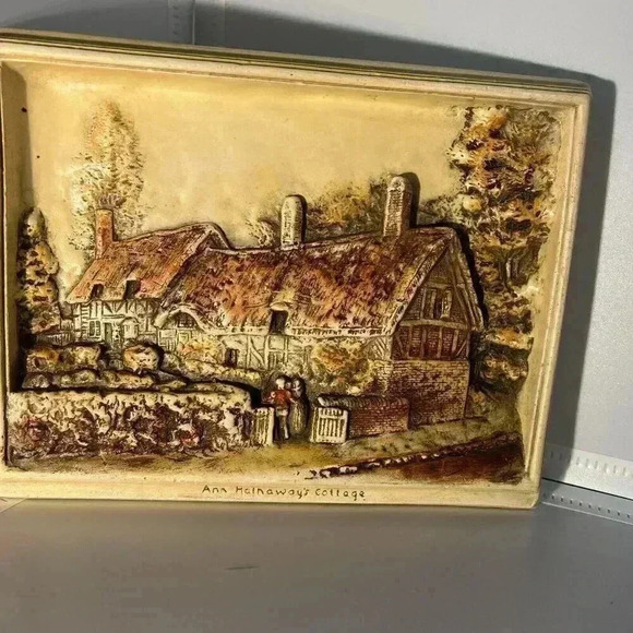Vtg Osborne Ivorex Hanging Wall Plaque Ann Hathaways Cottage Shottery 3D Rustic - Picture 1 of 6